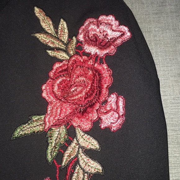 embroidered floral black romper - Picture 2 of 4